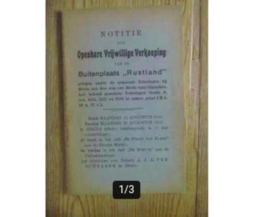 Unieke veilingcatalogus Rustland te teteringen. Breda. 1918, Boeken, Geschiedenis | Stad en Regio, 20e eeuw of later, Ophalen of Verzenden
