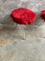 Fluffy stool 60s / kruk met hairpin poten , 2 op voorraad, Staal, Gebruikt, Ophalen of Verzenden