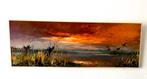 Vintage jaren 60 schilderij zonsondergang, Ophalen of Verzenden