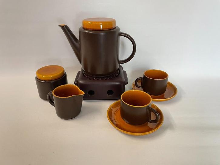 zesdelig theeservies van Potterie De Driehoek Huizen vintage, Huis en Inrichting, Keuken | Servies, Gebruikt, Compleet servies