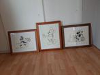 Drie tekeningen  van Mickey mouse van Disney, Minder dan 50 cm, Ophalen of Verzenden, Zo goed als nieuw, Schilderij