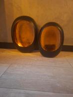 2 eggs windlicht kandelaar zwart met koper, Ophalen of Verzenden, Zo goed als nieuw, Zwart, Metaal