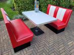 2 Amerikaanse diner banken + tafel Bel Air sixties fifties, Ophalen, Zo goed als nieuw, Amerikaanse fifties sixties retro, Vier