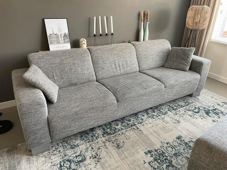 3-zitsbank met hocker, Huis en Inrichting, Banken | Bankstellen, Gebruikt, Rechte bank, Driepersoons, 250 tot 300 cm, 75 tot 100 cm