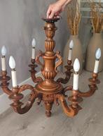 Antieke Houten kroonluchter - lamp, Ophalen, Gebruikt