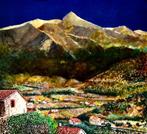 Groot modern schilderij berglandschap 135 x 150 "Canigou", Ophalen of Verzenden