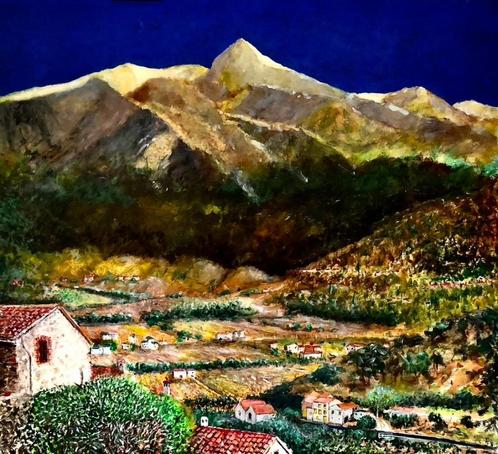 Groot modern schilderij berglandschap 135 x 150 "Canigou", Antiek en Kunst, Kunst | Schilderijen | Modern, Ophalen of Verzenden