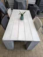 Zeer mooie douglas tuintafel - Met 4 sjieke Borek stoelen!, Tuin en Terras, Tuintafels, Ophalen, Gebruikt, Rechthoekig, Hout