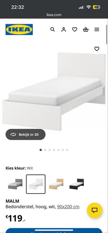 Eenpersoonsbed met matras, IKEA, Wit - afbeelding 1
