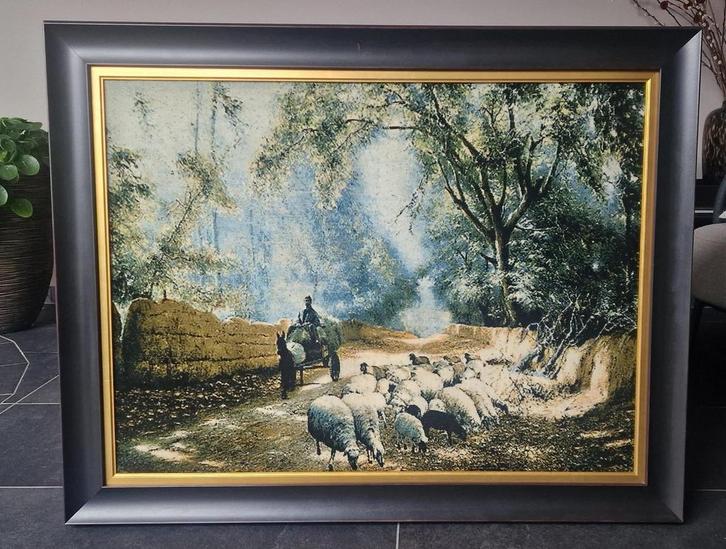 Perzisch wandtapijt met luxe lijst, Antiek en Kunst, Kunst | Schilderijen | Klassiek, Ophalen