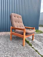 Vintage teak deens fauteuil stoel easy chair domino, Ophalen, Minder dan 50 cm, Gebruikt, C