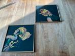 2 schilderijtjes, Ophalen of Verzenden, Zo goed als nieuw, Schilderij, Minder dan 50 cm