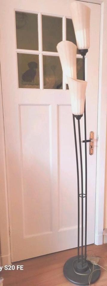 Fraaie Art deco DESIGN  zware vloerlamp. Brons met glas beschikbaar voor biedingen