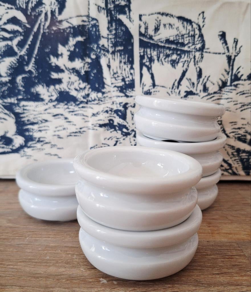 Pillivuyt France Porseleinen boterschaaltjes, set van 6, Huis en Inrichting, Keuken | Servies, Ophalen of Verzenden, Effen, Porselein