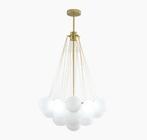 Hanglamp 19 glazen bollen goud wit., Huis en Inrichting, Lampen | Hanglampen, Gebruikt, Ophalen, 75 cm of meer, Glas