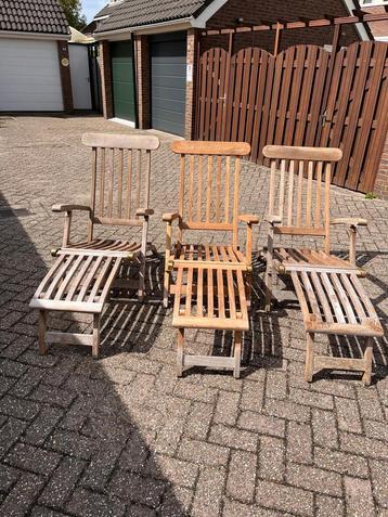Teak Deckchairs 3 stuks beschikbaar voor biedingen