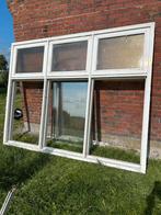 Hardhouten Kozijn met Uitzetraam en Dubbel Glas, Ophalen, Gevelraam of Ruit, Gebruikt, 160 cm of meer