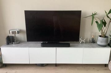 IKEA Besta TV Meubel - wit met grijze marmerlook plak erop beschikbaar voor biedingen