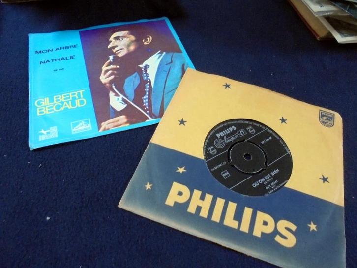 Gilbert Becaud et Guy Béart. Franse Chansons, Cd's en Dvd's, Vinyl Singles, Zo goed als nieuw, Single, Overige genres, 7 inch