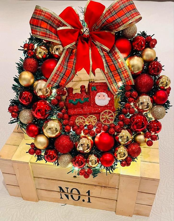 Prachtige kerstkrans met een treintje. (40cm), Huis en Inrichting, Woonaccessoires | Kransen, Nieuw, Ophalen of Verzenden