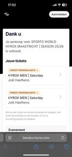 Te koop!! 2 Hyrox tickets - 20 september, Maastricht, Twee personen, Overige soorten, Overige typen