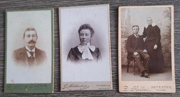 3 CDV Antieke foto 10,2 x 6,4 cm beschikbaar voor biedingen