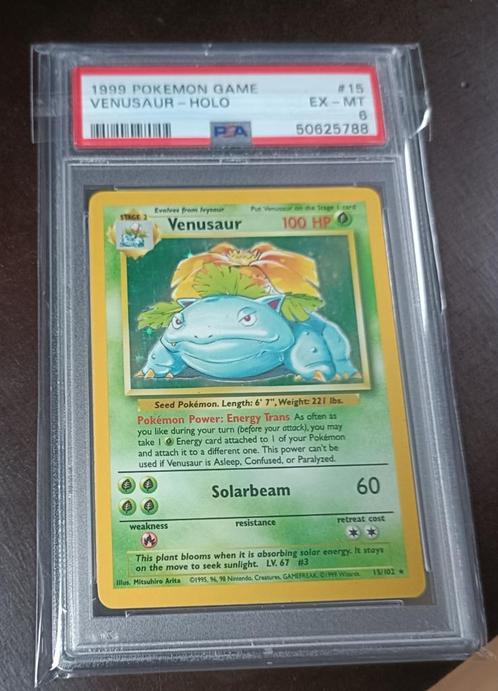 Venusaur base set PSA 6, Hobby en Vrije tijd, Verzamelkaartspellen | Pokémon, Zo goed als nieuw, Losse kaart, Foil, Ophalen of Verzenden