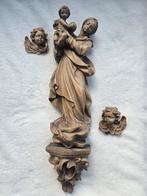 Houten Maria met Kind Jezus & Engeltjes, Ophalen of Verzenden