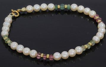 Toermalijn 14k gouden armband slot en bollen dames beschikbaar voor biedingen