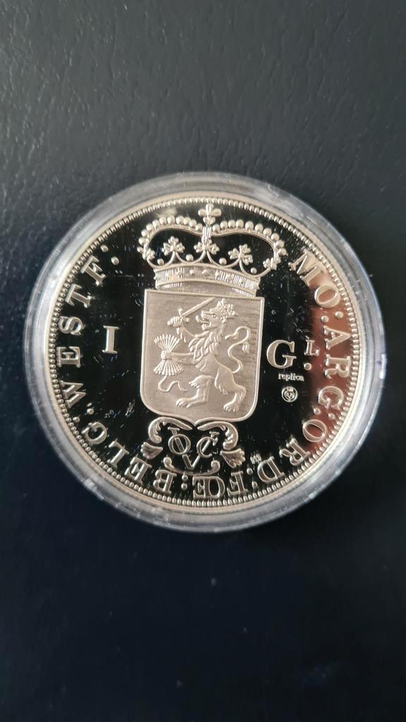 Zilveren Replica Nederlandse Maagd in Zilver 1 Gulden 1786., Postzegels en Munten, Munten | Nederland, Losse munt, 1 gulden, Vóór koninkrijk