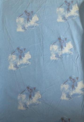 Vintage lap stof blauw met dolfijnen beschikbaar voor biedingen