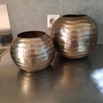 Metalen Bloempotten  - Set van 2, Tuin en Terras, Bloempotten, Gebruikt, Rond, Binnen, Ophalen of Verzenden