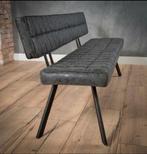 Magazijn Leegverkoop Eetbank pu leer antraciet metaal zwart, Huis en Inrichting, Stoelen, Overige kleuren, Drie, Nieuw, Ophalen of Verzenden