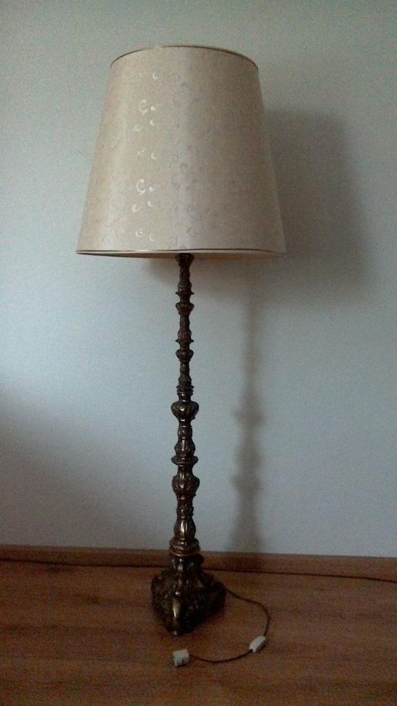 Zware messing(?) vloer-schemerlamp met kap, Antiek en Kunst, Antiek | Lampen, Ophalen