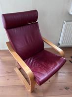 Poang stoel met warmrood leren kussen, Ophalen, Gebruikt, Eén, Rood