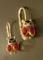 zilveren 925 kinder oorbelletjes lieveheersbeestjes, Ophalen of Verzenden, Zo goed als nieuw, Dame, Zilver