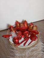 13 VINTAGE LUXE KERSTBALLEN ROOD/GOUD PLASTIC NU 7€ ZIE FOTO, Ophalen of Verzenden