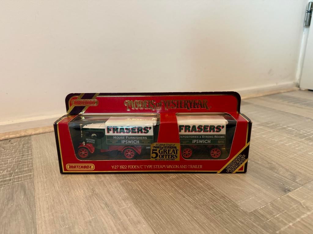 Matchbox Models of Yesteryear Y-27 Foden C-type Stoomwagen, Hobby en Vrije tijd, Modelauto's | 1:18, Zo goed als nieuw, Auto, Ophalen of Verzenden