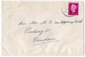 Envelop naar Veendam Postweg 21 Van Heijningen Bosch 1949 beschikbaar voor biedingen