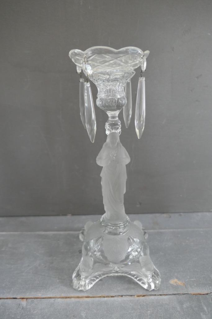 Art deco persglazen kandelaar Vallerysthal Portieux man, Antiek en Kunst, Antiek | Kandelaars, Glas, Verzenden