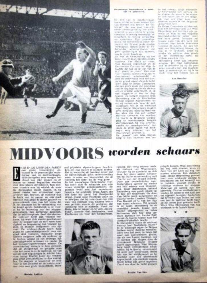 Artikel over voetbal 1953 Nederlands elftal Bleyenberg, Verzamelen, Sportartikelen en Voetbal, Gebruikt, Boek of Tijdschrift, Overige binnenlandse clubs