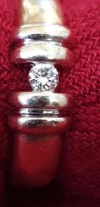 Gouden Gladde 18-Karaats ring 6 mm breed met diamant, Goud, Goud, Met edelsteen, Gebruikt