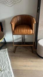 Lederen Barkruk met Metalen Frame, Huis en Inrichting, Barkrukken, Met voetsteun, 60 tot 90 cm, Leer, Ophalen of Verzenden