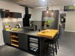 ZM008 – Laser Soft Grafiet met houtlooks showroom keuken, Ophalen, Zwart, Hoekkeuken, Nieuw