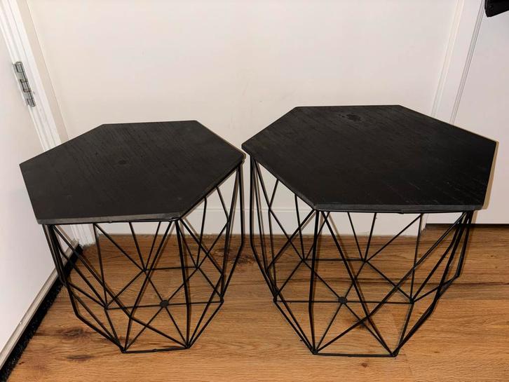 Twee Xenos Bijzettafeltjes, Huis en Inrichting, Tafels | Bijzettafels, Gebruikt, Overige vormen, Minder dan 45 cm, Minder dan 55 cm
