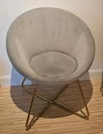 Suede Stoel met Gouden Onderstel, Huis en Inrichting, Stoelen, Ophalen of Verzenden, Zo goed als nieuw, Metaal, Eén