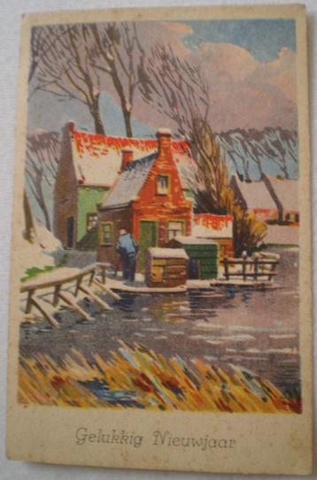 Huisje in de Sneeuw - Gelukkig Nieuwjaar - 1951 beschikbaar voor biedingen