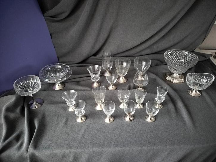 Kristal met Zilmeta Voet, Antiek en Kunst, Antiek | Glas en Kristal, Ophalen