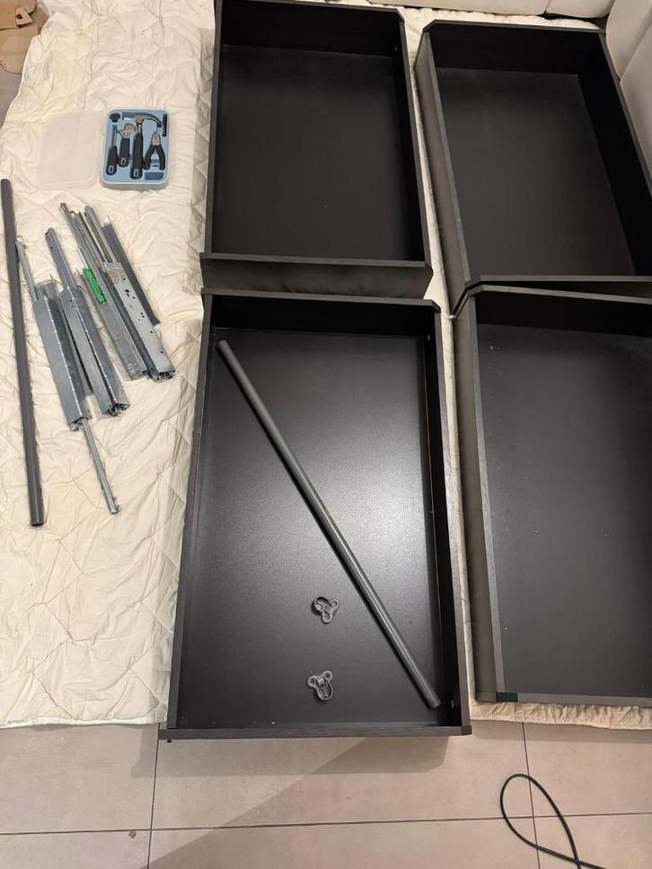 KOMPLEMENT lades (zwart) + KOMPLEMENT planken + roede, Huis en Inrichting, Kasten | Kledingkasten, Gebruikt, Minder dan 100 cm