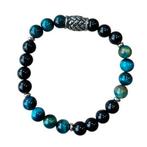 Heren armband van  zwarte Obsidiaan en blauwe  tijgeroog, Verzenden, Nieuw, Overige materialen